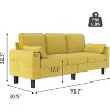 Kinsuite 3-Seater Sofa Chair - 78" Modern Accent Chairs with Arms & Cushions, Mustard - 2 of 4