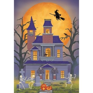 Haunted House Party Halloween House Flag Full Moon Witch 28"x40" Briarwood Lane - 1 of 4
