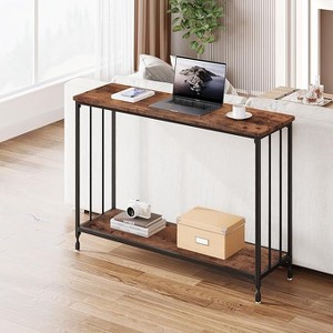 Industrial Narrow Console Table with 2 Storage Shelves, 105cm Hallway Sofa Table for Entrance, Living Room, Bedroom - 1 of 4