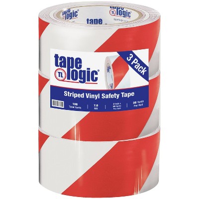 Tape Logic Striped Vinyl Tape 7.0 Mil 2" x 36 yds. Red/White 3/Case T92363PKRW
