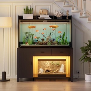 PAKASEPT 40-120 Gallon Reptile Tank Stand with LED Lights & Power Outlet, Aquarium Stand with Storage Cabinet, Fit Reptile Enclosure,Turtle Fish Tank - 1 of 4