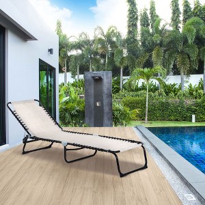 TiramisuBest Set of 2 Zero Cravity Lounge Chairs,Outdoor Patio Folding Recliners for Pool Beach with Pillow and Cup Holder, Black - 1 of 4
