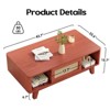 Lirago,Modern Square Coffee Table with Rattan Drawer - Wooden Mid-Century Design for Living Room-Cherry - 3 of 4