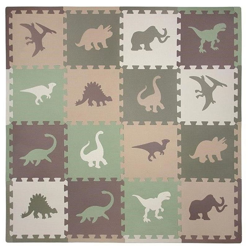 Tadpoles Dinosaur Foam Playmats for Kids | 16 Interlocking Foam Mats with 16 Border Pieces Floor Coverage 50" x 50â€, 1 of 4