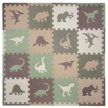 Tadpoles Dinosaur Foam Playmats for Kids |16 Interlocking Foam Mats | Total Floor Coverage 50" x 50", Camoflauge
