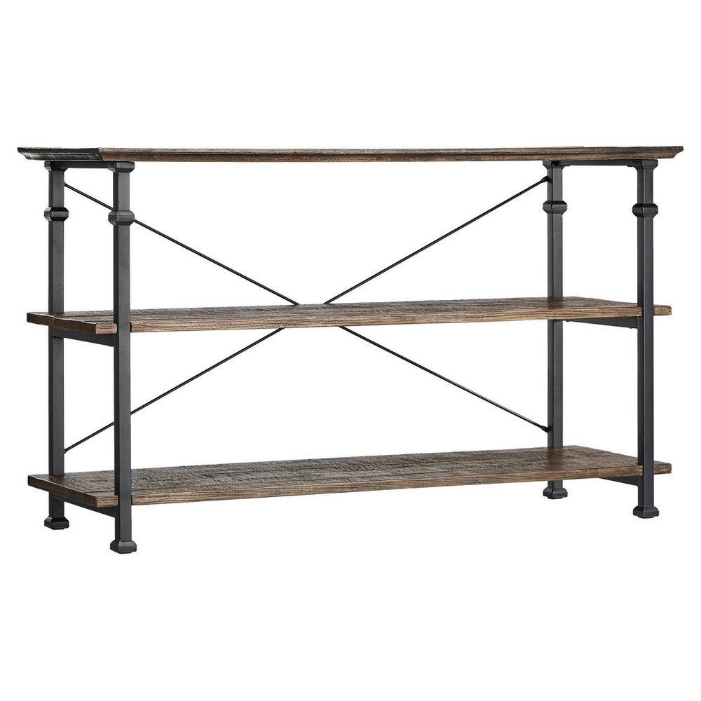 Photos - Coffee Table Ronay Rustic Industrial Console - Weathered Brown - Inspire Q