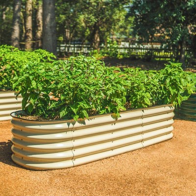 Pearl White 17" Tall Modular Metal Outdoor Raised Garden Bed
