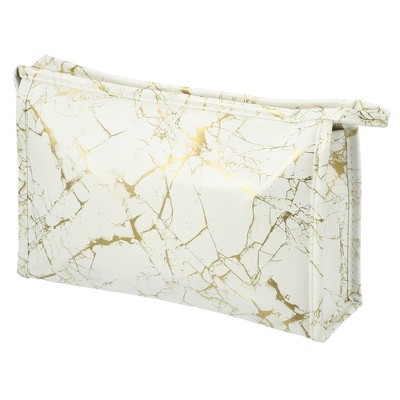 Unique Bargains Makeup Bag Cosmetic Travel Bag Make Up Brush Organizer Bag Marble Makeup Storage Toiletry Bag for Women 9"x3"x6" 1 Pcs