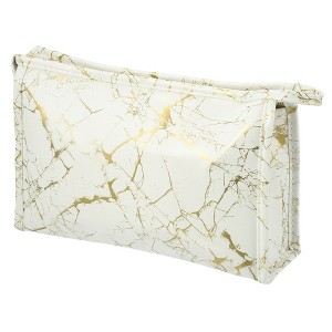 Unique Bargains Makeup Bag Cosmetic Travel Bag Make Up Brush Organizer Bag Marble Makeup Storage Toiletry Bag for Women 9"x3"x6" 1 Pcs - 1 of 4
