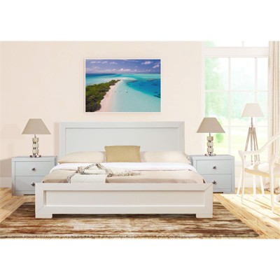 Camden Isle Oxford Wooden White King Bed with Complete Slat System