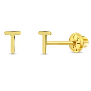 Girls' Itsy Bitsy Initial Letter Screw Back 14k Gold Earrings - In Season Jewelry - 1 of 4