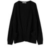 Women's Open Front Cable Knit Cardigan - Long Sleeve Pocketed Loose Fit Sweater Coat - 2 of 3