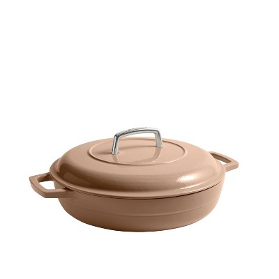 3.5 QT Brown Enameled Cast Iron Braiser with Lid