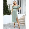 BLUEMING Maternity Dress for Women Off Shoulder Ruffled Dress Thigh Slit Flouce Neckline Floral Short Sleeve Maxi Dress - 2 of 4