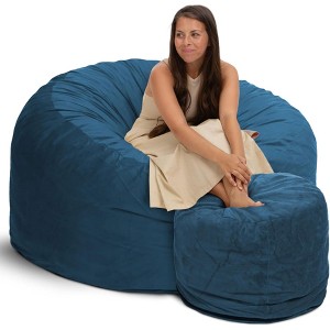 Ultimate Sack 5ft Bean Bag Chair and Footstool, Oversized Comfortable Indoor Floor Lounger, Giant Foam-Filled Furniture for Relaxing, Cloud Suede - 1 of 4