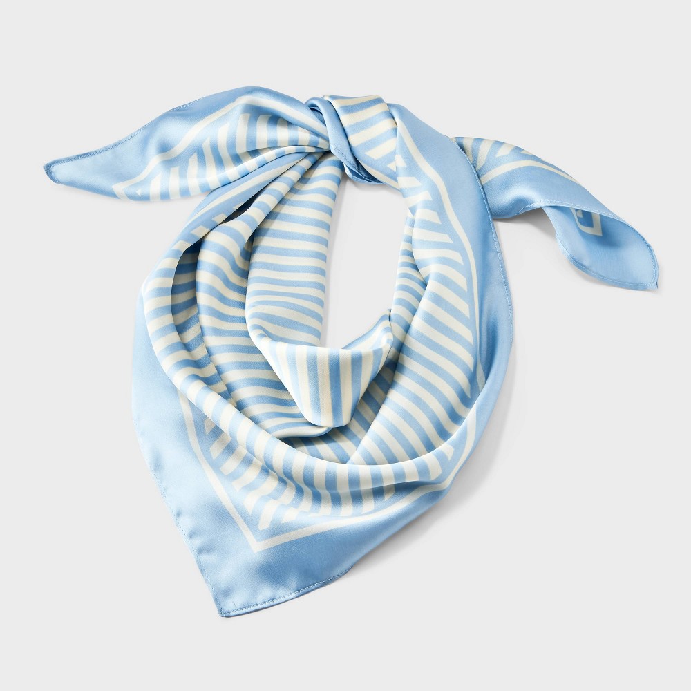 Striped Pattern Color Border Square Scarf - A New Day™ Blue
