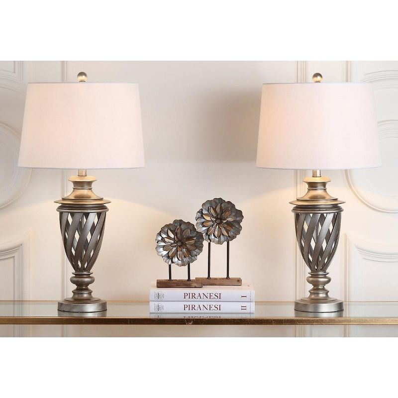 Byron 28.5 Inch H Urn Table Lamp (Set of 2) - Antique Silver - Safavieh, 4 of 8
