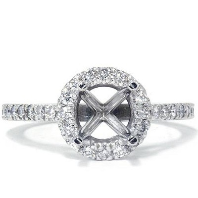 Pompeii3 3/8ct Halo Engagement Ring Setting 14K White Gold - Size 7