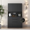 GDFStudio Reginald Modern 74" Freestanding Kitchen Tall Cabinet with 6 Doors and 2 Drawers - 3 of 4
