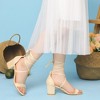 Perphy Women's Long Lace Up Open Toe Mid Chunky Open Toe Heel Sandals - 2 of 4