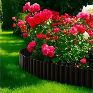 Garden Edging, Corrugated Landscape Edging Border 8in x 20 Ft, Black Metal Garden Fence Border for Flower Beds, Lawn & Trees, 4 Rolls - 1 of 4