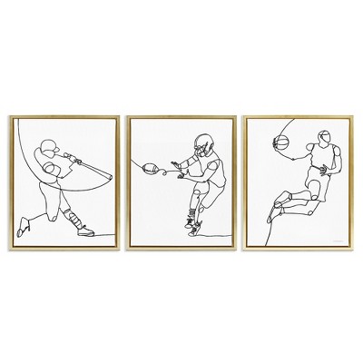 Stupell Industries Simple Line Doodle Playing Sports, 17" x 21"