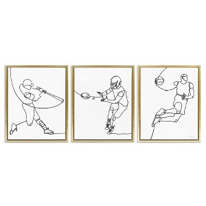 Stupell Industries Simple Line Doodle Playing Sports, 17" x 21" - 1 of 4