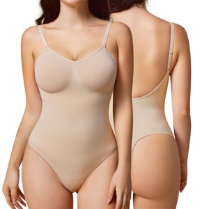 Nebility™ Seamless Backless Thong Bodysuit - Tummy Control Shapewear with Adjustable Straps - 1 of 4