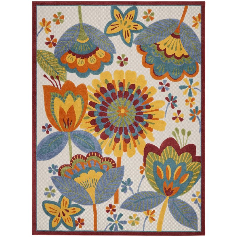 Nourison Aloha Floral Bordered Outdoor Area Rug, 1 of 13