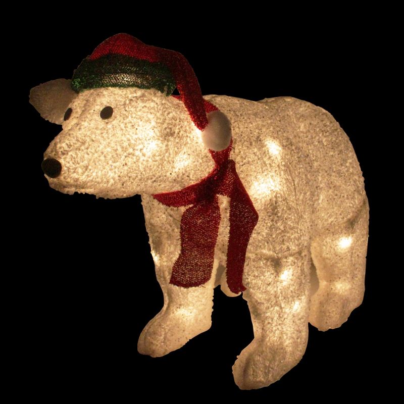 Northlight 23" Pre-Lit White Glittered Polar Bear Outdoor Christmas Decoration, 2 of 4