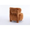 Gulches Khaki Fur Fabric Armless Accent Chair, Ergonomic Curved Wingback Slipper Chair with Solid Wood Legs, Upholstered Vanity/Reading Chair - 3 of 4