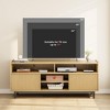 Whizmax Wood TV Stand, Boho Entertainment Center with Storage and Fluted Sliding Doors for Living Room Bedroom - 2 of 4