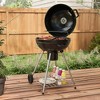 Outsunny 21" Kettle Charcoal BBQ Grill Trolley with 360 sq.in. Cooking Area, Shelf, and Ash Catcher, Wheeled Outdoor Barbecue, Green - 3 of 4