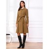 Allegra K Women's Contrast Trim Peter Pan Collar Single Breasted Belted Swing Winter Long Coat - 2 of 4