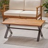 MOEPISY Outdoor Acacia Wood Coffee Table, Teak Finish, Rustic Metal,Black and Brown - 2 of 4