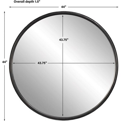 Dawsyn 44" Aged Black Round Wood Mirror