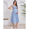 Clearlove Women Maternity Floral Dress Summer Sleeveless Ruffle Square Neck Dress - 3 of 4