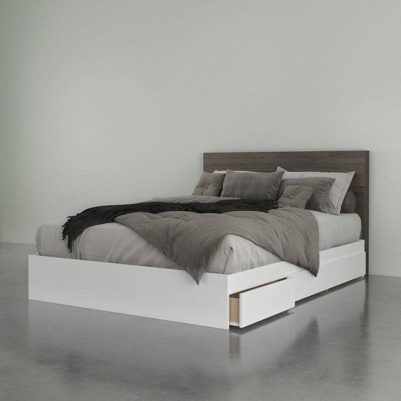 Milton 3 Drawer Storage Bed with Headboard Bark Gray/White - Nexera, 1 of 5