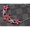 Anna-Kaci Women's Floral Crystal Statement Necklace, Rhinestone Accents, Adjustable Chain - Red - 3 of 4