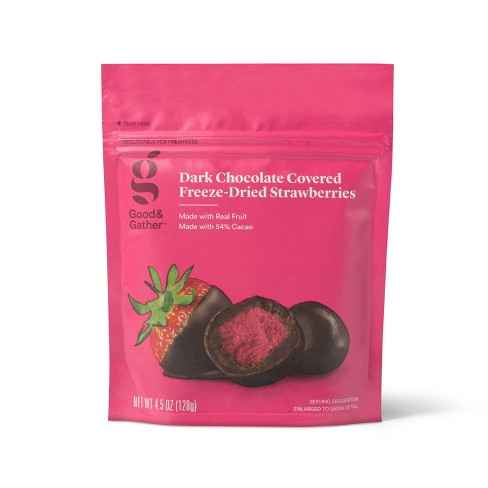 Dark Chocolate Covered Freeze Dried Strawberries - 4.5oz - Good
