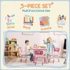 Yinvani Pink 5 Piece Toddler Table with 4 Chairs Set - 4 of 4