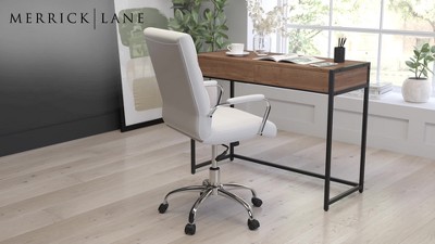 Milano White Faux Leather High-Back Office Chair with Rose Gold Accents