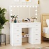 Famapy White 43.3"W 3 Mirrored Vanity Table With Lights and Storage Drawers - image 3 of 4