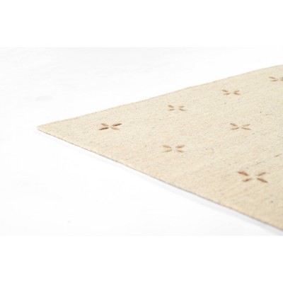 Natural Hand-Loomed Wool and Viscose Rectangular Rug