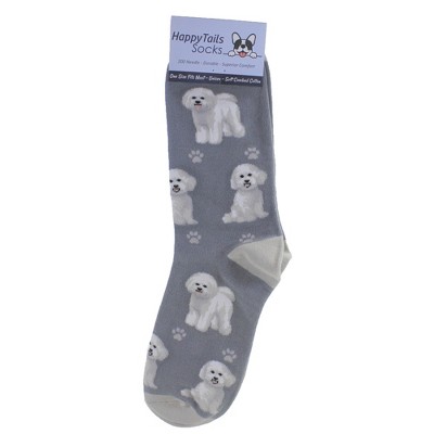 Novelty Socks 14.0" Bichon Frise Happy Tails Socks Premium Quality E & S Pet  -  Socks