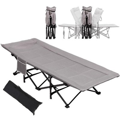 Gray Heavy Duty Folding Camping Cot with Padded Cushion