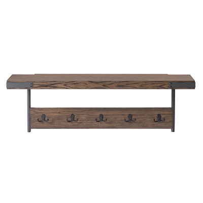 Kyra 42"" Oak and Metal Coat Hok with Shelf