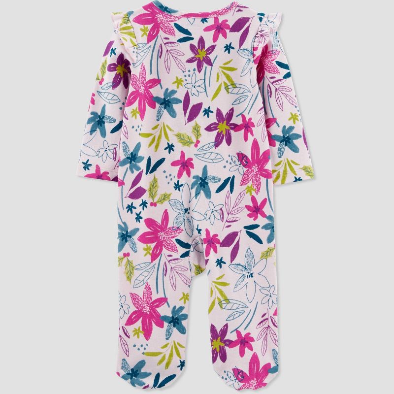 Carter's Just One You®️ Baby Girls' Floral Footed Pajama - White/Pink, 3 of 8