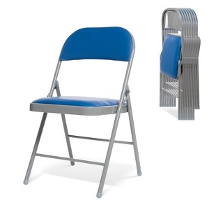 Real Relax Folding Chairs with Padded Seats for Events Home Office, Pu Leather Folding Chair - 1 of 4