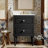 ORRD 24'' Bathroom Vanity Cabinet with Ceramic Sink, Solid Wood Frame, Modern Storage Cabinet with 2 Drawers, Black - 2 of 4